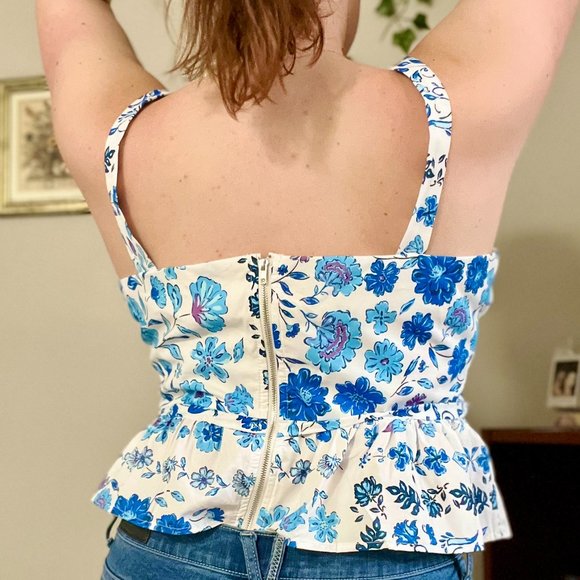 Bloomingdale's Blue and White Floral Tank Top - Picture 7 of 7